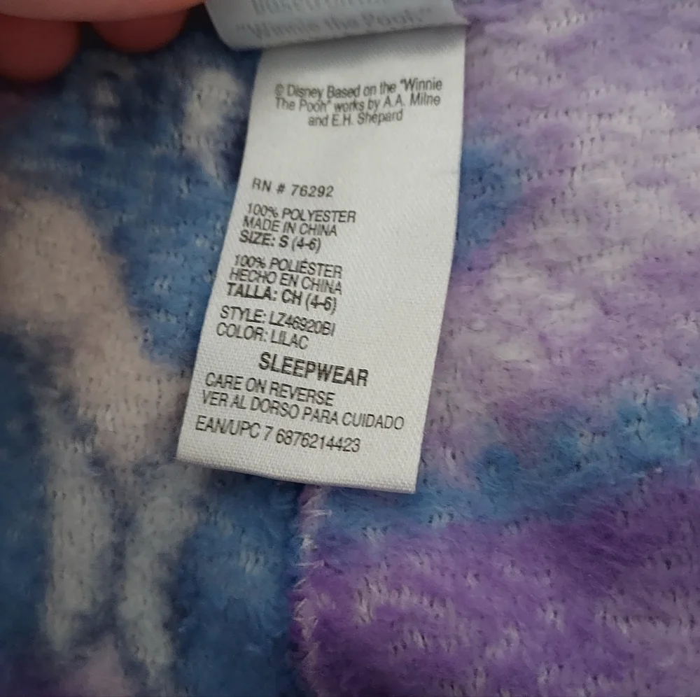 Disney Eeyore Purple Plush Comfy Cozy sleep Lounge PJ bottoms Small 4/6 Winter